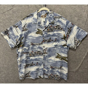 Kalaheo Shirt Mens 2XL Blue WWII‎ Fighter Planes Military Made in USA Vtg